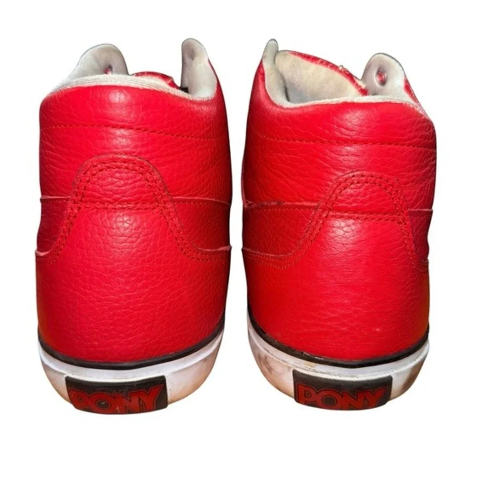 PONY‎ Red Leather Mid Top Sneakers MENS 13 Pre-Owned Shaun Neff Signature Shoes